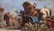 TIEPOLO, Giovanni Domenico The Building of the Trojan Horse The Procession of the Trojan Horse into Troy Sweden oil painting artist